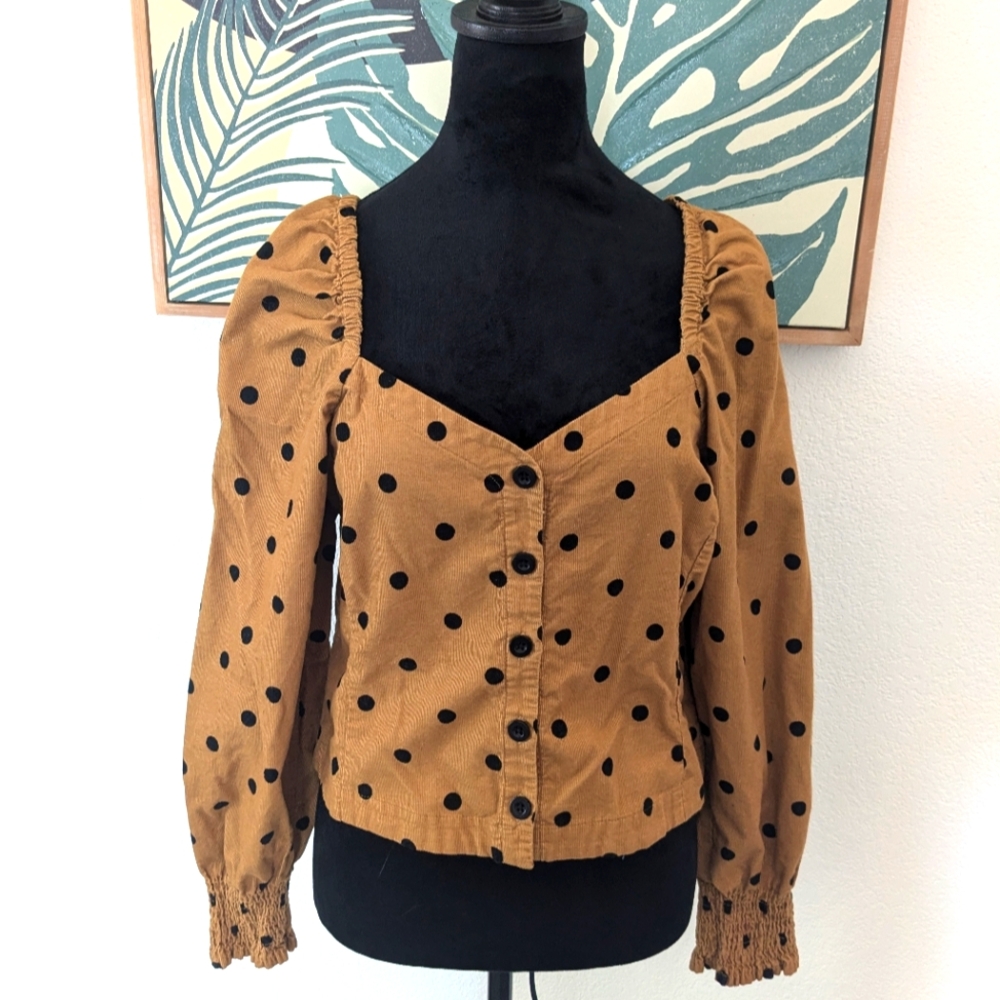 MADEWELL Polka Dot Button up Long sleeve Blouse size 10